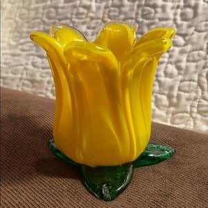 Murano glass candle holder daffodil